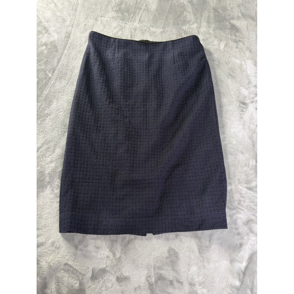 Nanette Lepore Textured Jacquard Pencil Skirt Womens Size 10 Navy Blue Knee